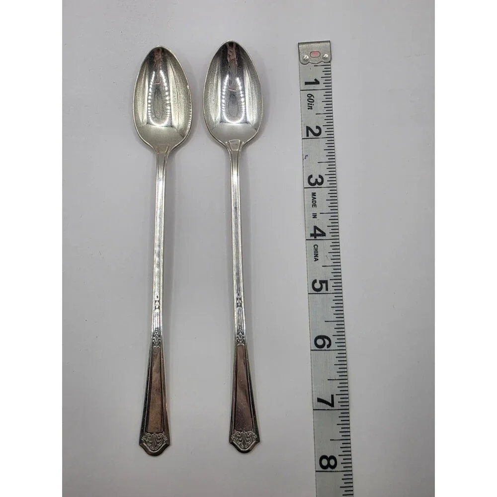 Vintage Florentine Silver Plate 2 Iced Tea Spoons